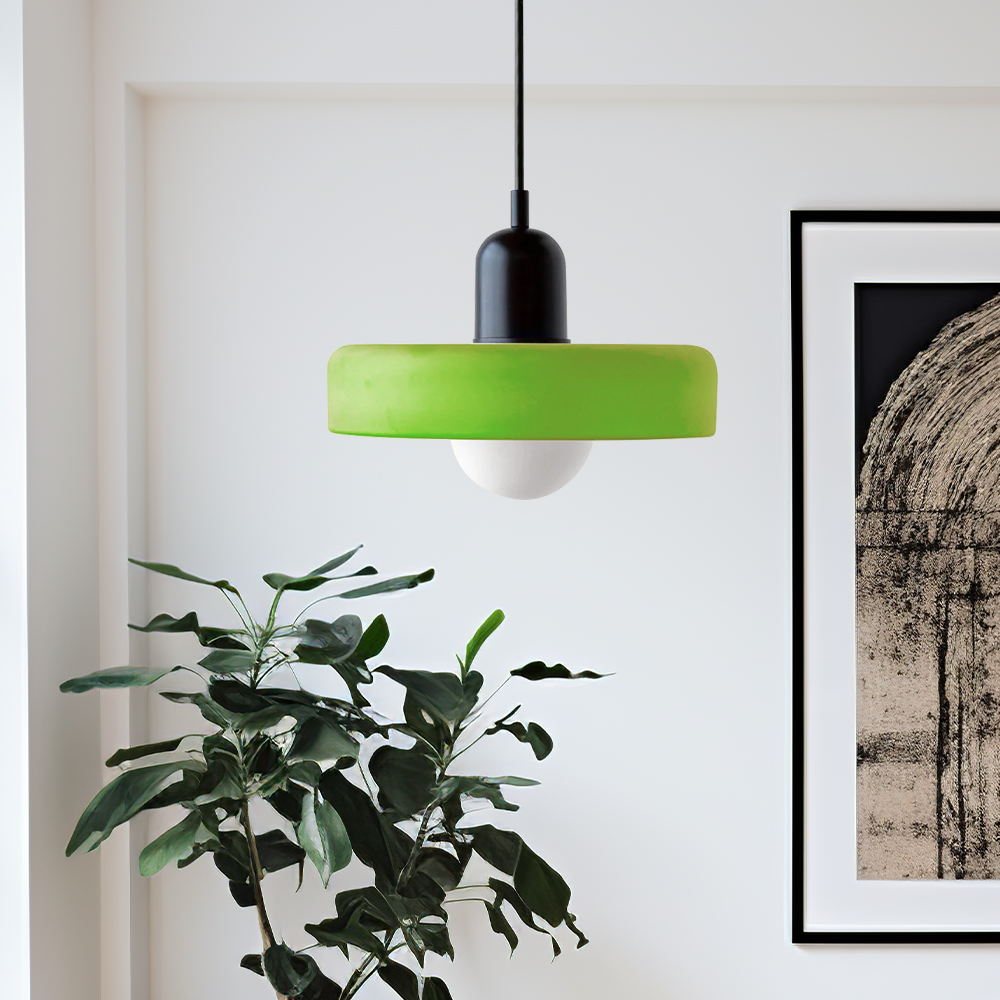Elegante Bauhaus Hanglamp met Glas-in-Lood