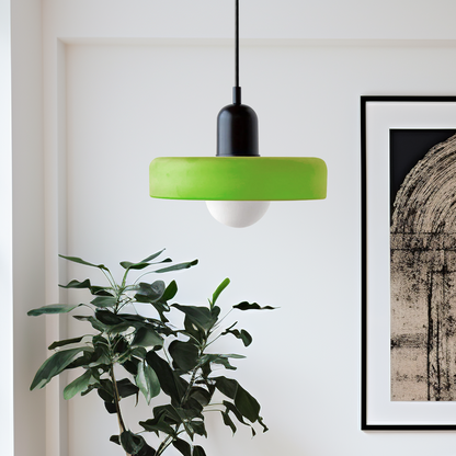 Elegante Bauhaus Hanglamp met Glas-in-Lood