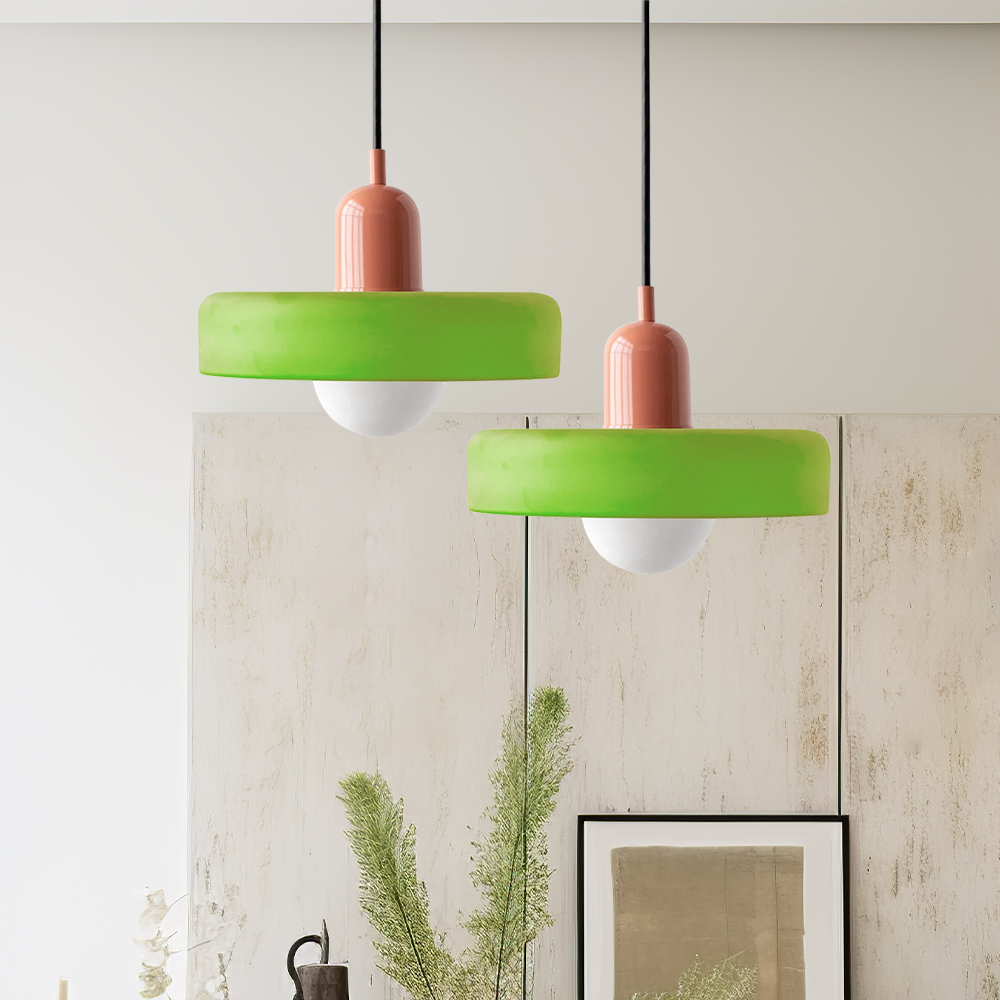 Elegante Bauhaus Hanglamp met Glas-in-Lood