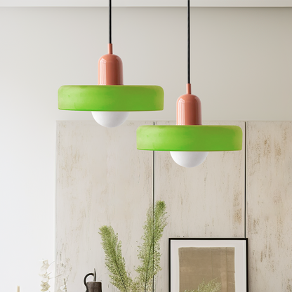 Elegante Bauhaus Hanglamp met Glas-in-Lood