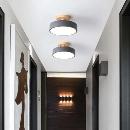 Moderne LED Plafondlamp van Hout en Acryl