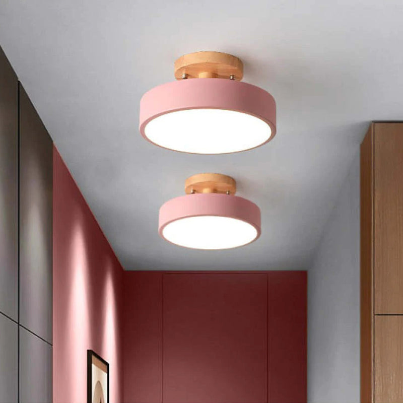 Moderne LED Plafondlamp van Hout en Acryl