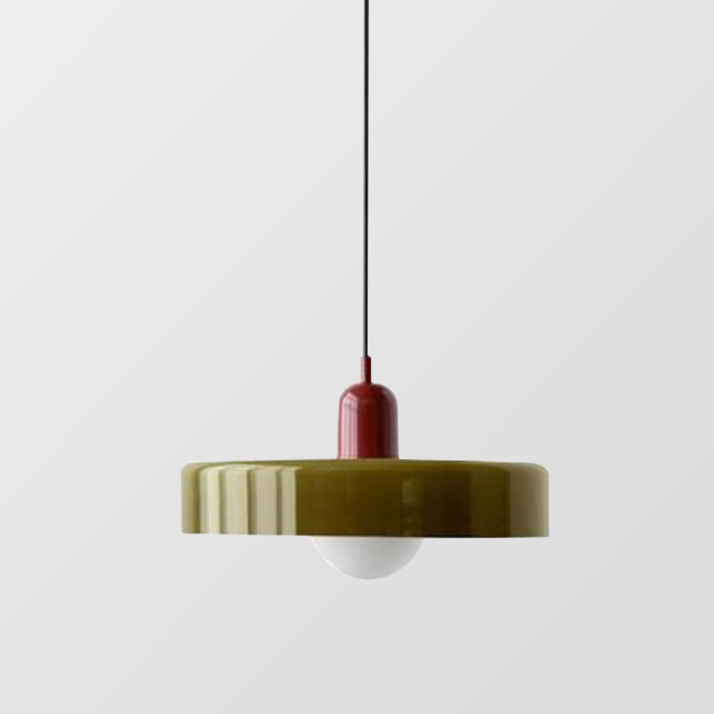 Elegante Bauhaus Hanglamp met Glas-in-Lood