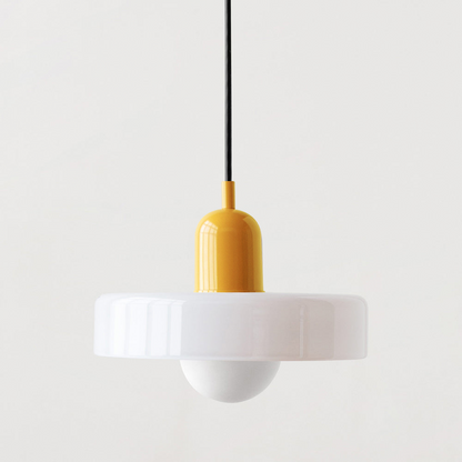 Elegante Bauhaus Hanglamp met Glas-in-Lood