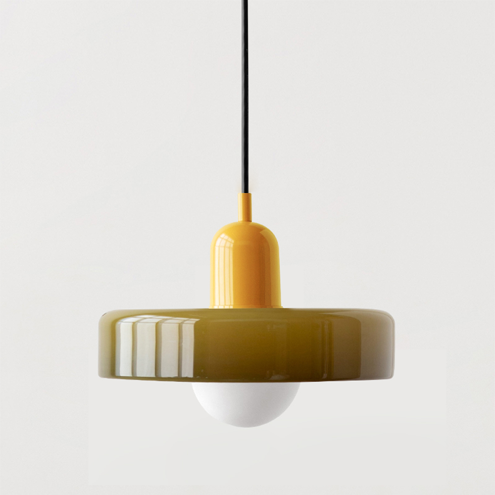Elegante Bauhaus Hanglamp met Glas-in-Lood