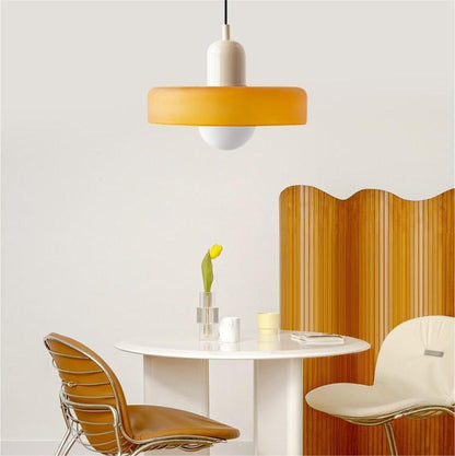 Elegante Bauhaus Hanglamp met Glas-in-Lood