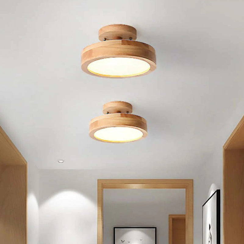 Moderne LED Plafondlamp van Hout en Acryl