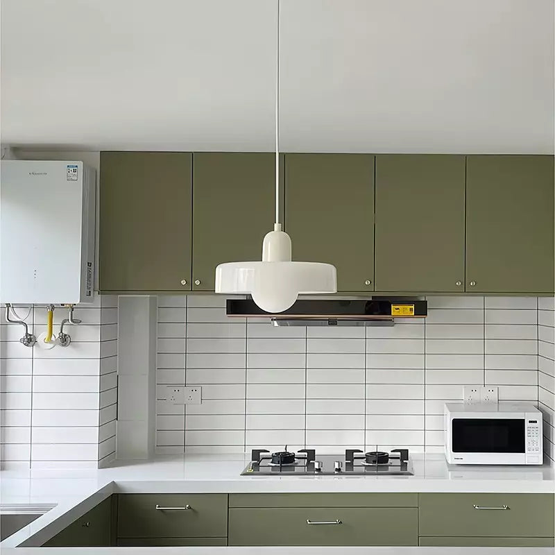 Elegante Bauhaus Hanglamp met Glas-in-Lood