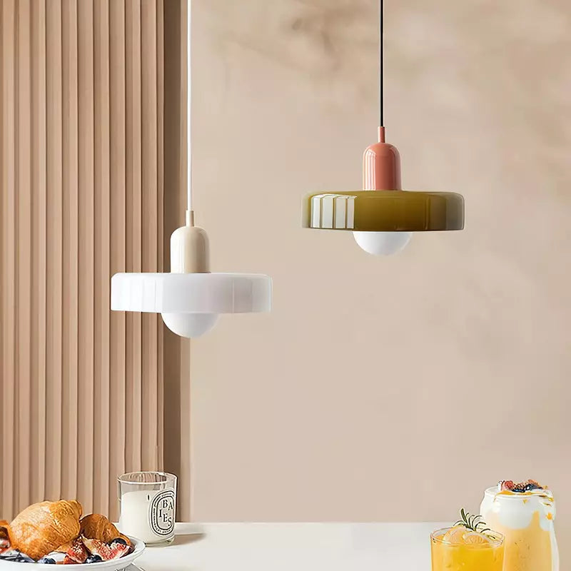 Elegante Bauhaus Hanglamp met Glas-in-Lood