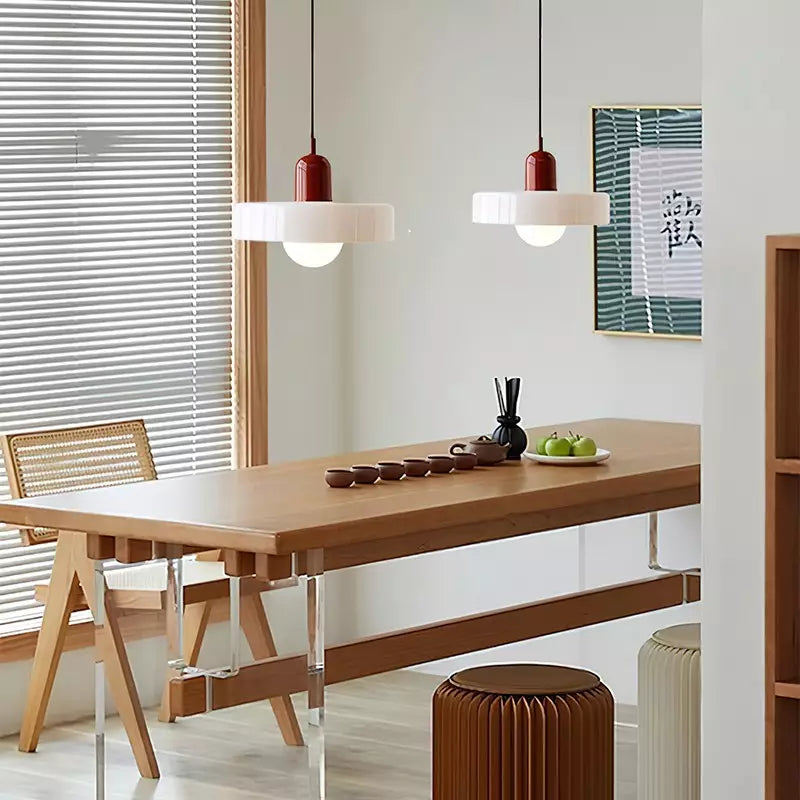 Elegante Bauhaus Hanglamp met Glas-in-Lood