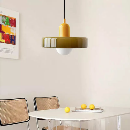 Elegante Bauhaus Hanglamp met Glas-in-Lood
