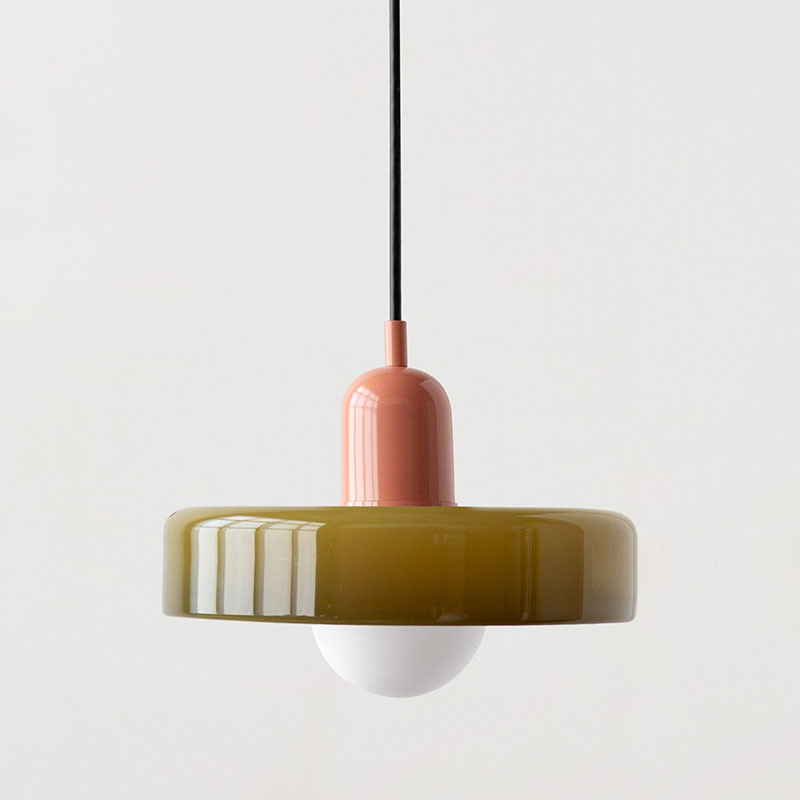 Elegante Bauhaus Hanglamp met Glas-in-Lood