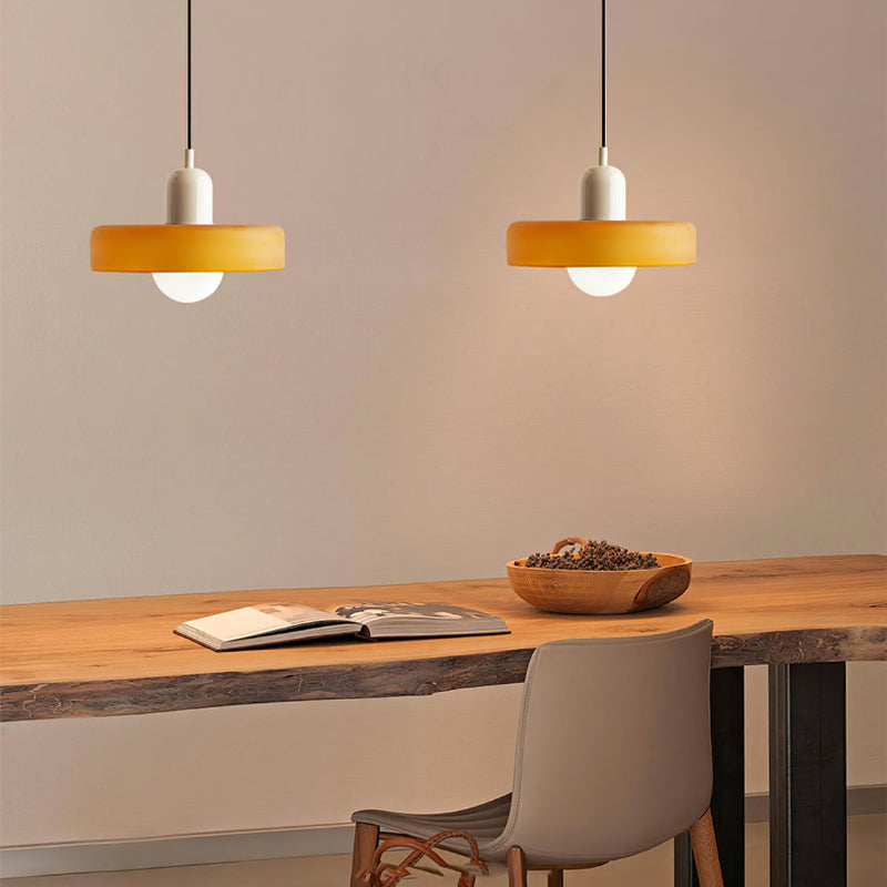 Elegante Bauhaus Hanglamp met Glas-in-Lood