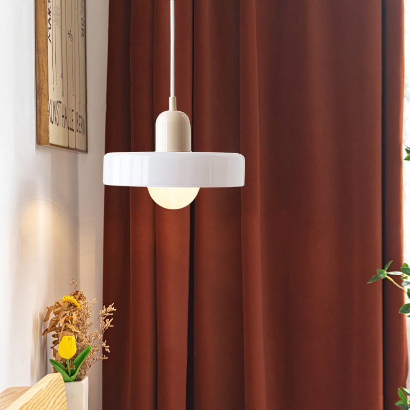 Elegante Bauhaus Hanglamp met Glas-in-Lood