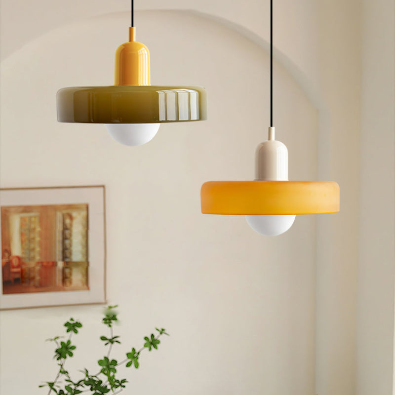 Elegante Bauhaus Hanglamp met Glas-in-Lood