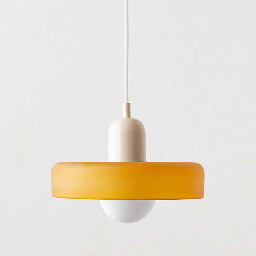 Elegante Bauhaus Hanglamp met Glas-in-Lood
