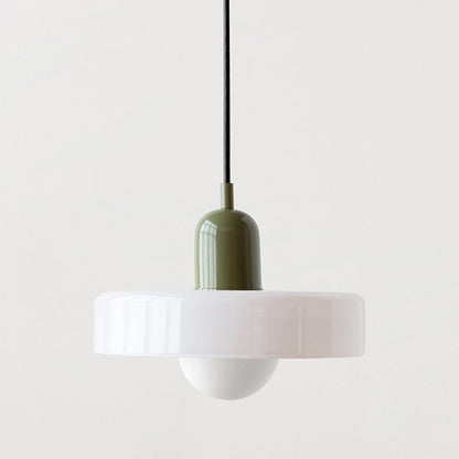 Elegante Bauhaus Hanglamp met Glas-in-Lood