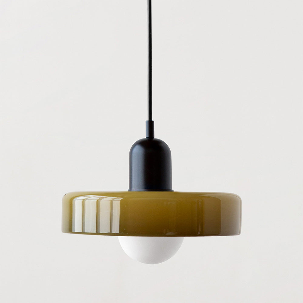 Elegante Bauhaus Hanglamp met Glas-in-Lood