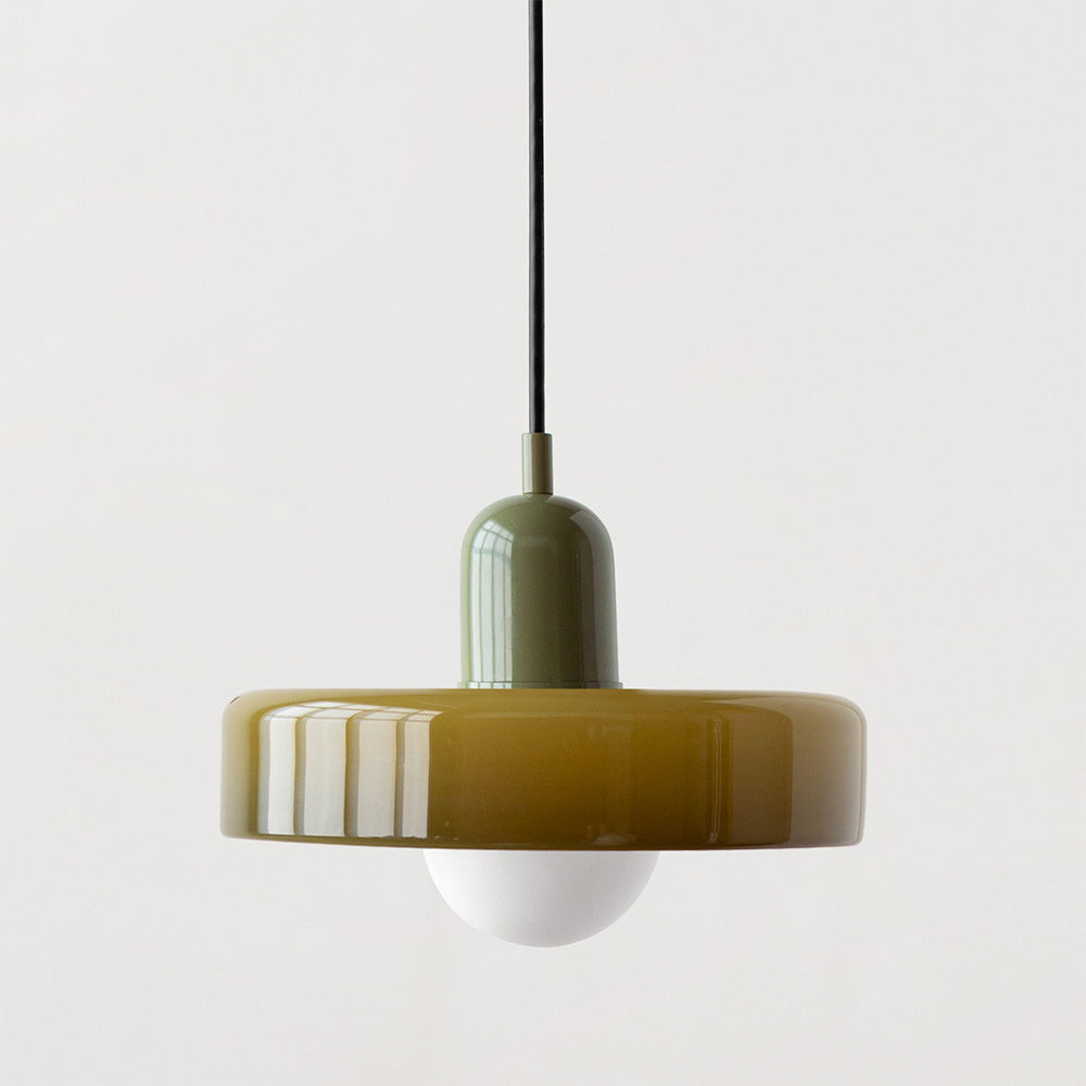 Elegante Bauhaus Hanglamp met Glas-in-Lood