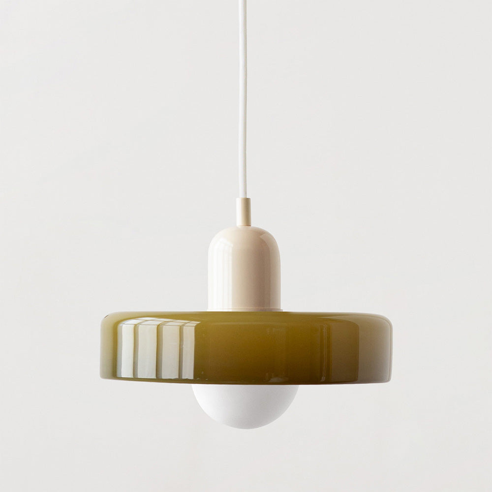 Elegante Bauhaus Hanglamp met Glas-in-Lood