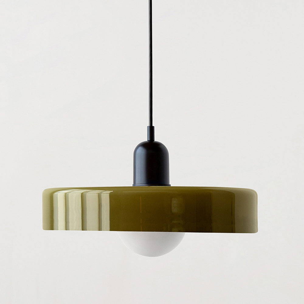 Elegante Bauhaus Hanglamp met Glas-in-Lood