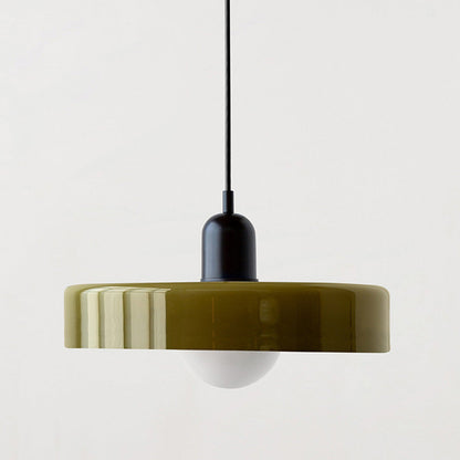 Elegante Bauhaus Hanglamp met Glas-in-Lood
