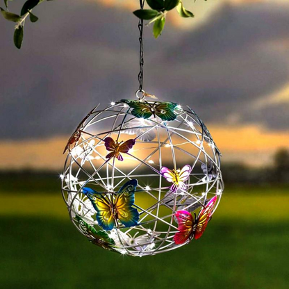 Betoverende Zonne-LED Tuinlamp met Vlinderontwerp