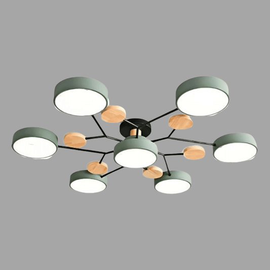 Scandinavische LED Plafondlamp met Hout en IJzer