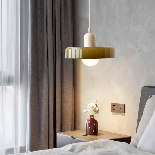 Elegante Bauhaus Hanglamp met Glas-in-Lood