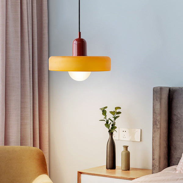 Elegante Bauhaus Hanglamp met Glas-in-Lood