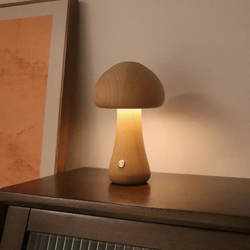 Betoverende Houten Paddenstoel Nachtlamp voor Kinderen