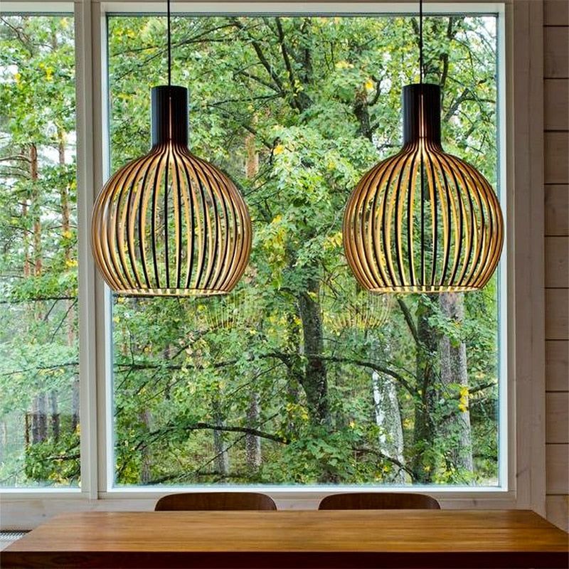 Handgemaakte Houten Hanglamp - Rustieke Verlichting